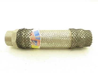Hose Master MB-304 2"x 12" Braided Stainless Steel Flex Hose 2" NPT Male Ends