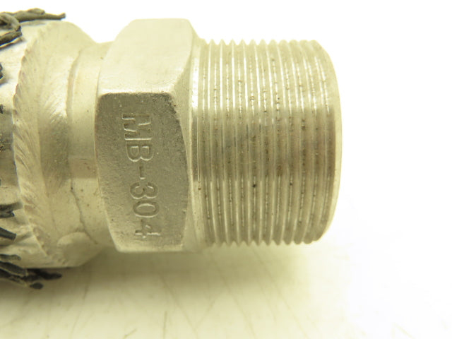 Hose Master MB-304 1-1/2"x 12" Braided Stainless Steel Flex Hose 1.5" NPT Male