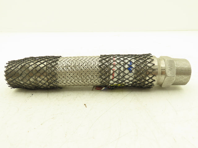 Hose Master MB-304 1-1/2"x 12" Braided Stainless Steel Flex Hose 1.5" NPT Male