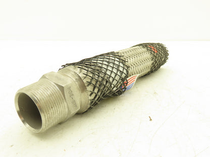 Hose Master MB-304 1-1/2"x 12" Braided Stainless Steel Flex Hose 1.5" NPT Male