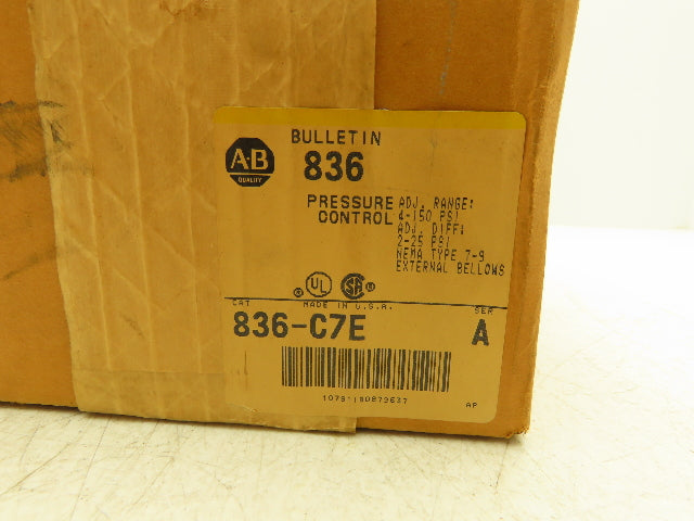 Allen Bradley 836-C7E Ser A Pressure Control Switch Bulletin 836 Air Pneumatic