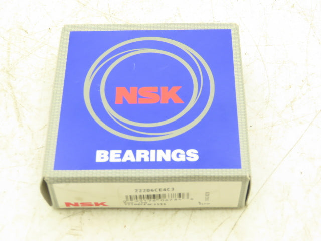 NSK 22206CE4C3 Spherical Roller Bearing 30mm-ID x 62mm-OD x 20mm-Width