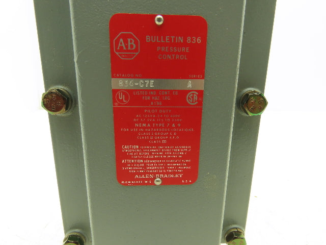 Allen Bradley 836-C7E Ser A Pressure Control Switch Bulletin 836 Air Pneumatic