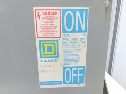 Square D PQ3620G I-Line Busway Plug-In Fusible Disconnect Box 200 Amp 3P 3W 600V