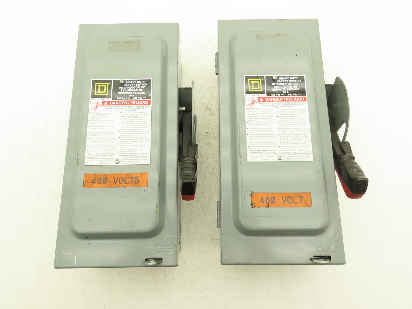 Square D H361 Safety Disconnect Switch Fusible 30A 600VAC 3P Series F05 Lot of 2