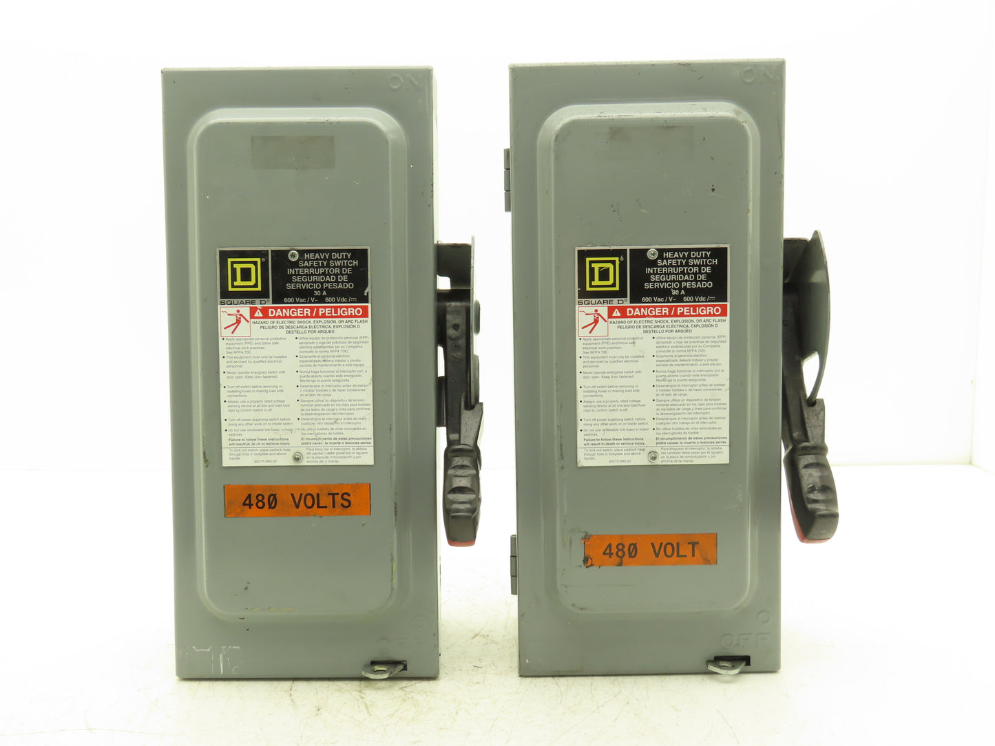 Square D H361 Safety Disconnect Switch Fusible 30A 600VAC 3P Series F05 Lot of 2