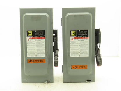 Square D H361 Safety Disconnect Switch Fusible 30A 600VAC 3P Series F05 Lot of 2