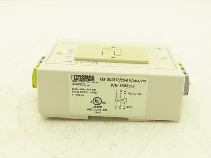 Phoenix Contact EM-DUO120/20/GFI/AUX/NO Din Rail Receptacle GFI Outlet 20A 120V