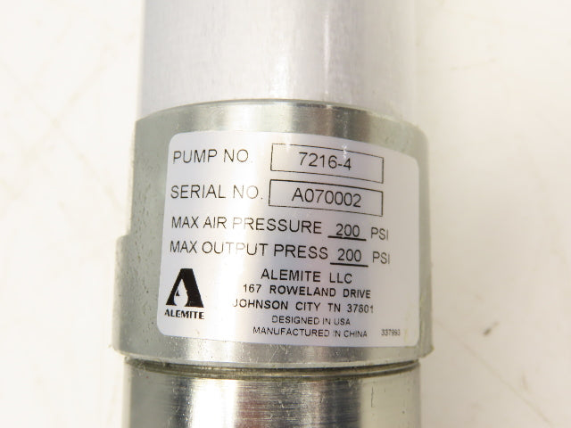 Alemite 7216-4 Medium Pressure Air Operated Fluid Pump 14 Gpm 55 gal Container