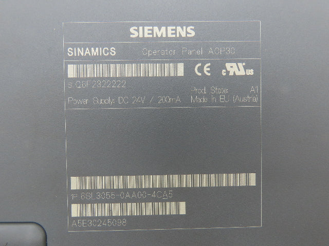 Siemens 6SL3055-0AA00-4CA5 Advanced Operator Panel AOP30 24VDC
