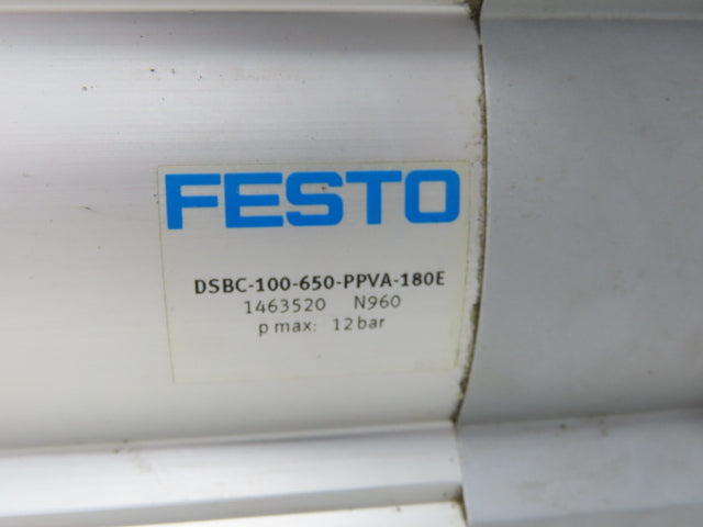 Festo DSBC-100-650-PPVA-180E Air Cylinder 100mm Bore 650mm Stroke w/Rod Clamp
