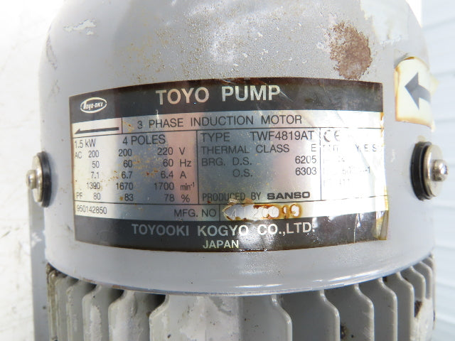 Toyo-Oki TWF4819AT Hydraulic Pump Power Unit 220V 3PH HVP-VC1E-F30A