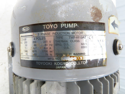 Toyo-Oki TWF4819AT Hydraulic Pump Power Unit 220V 3PH HVP-VC1E-F30A