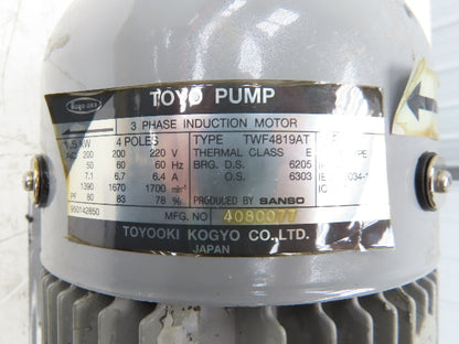 Toyo-Oki TWF4819AT Hydraulic Pump Power Unit 220V 3PH HVP-VC1E-F30A