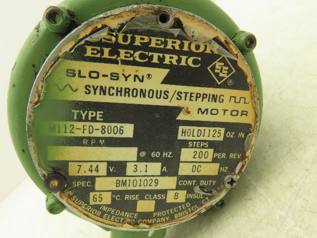 Superior Electric BM101029 M112-FD-8006 Slo-Syn DC Stepper Motor 7.44V 200rpm