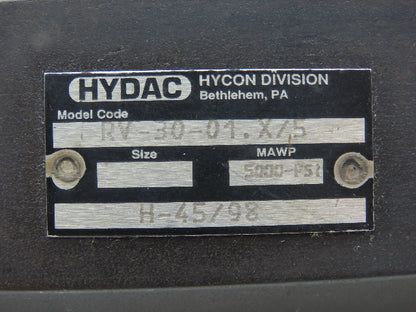 Hydac RV-30-01.X/5 Hydraulic Check Valve 150 GPM 5000 PSI 1-1/2" Female NPT