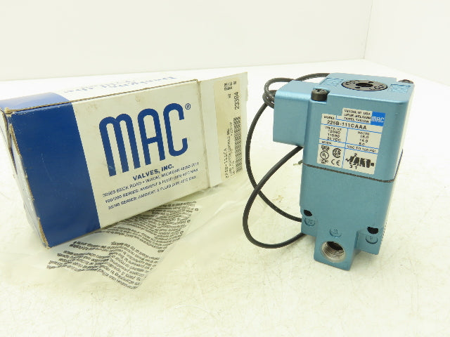 Mac 225B-111CA Pneumatic Solenoid Valve 3 Way 120VAC 16W 150 PSI