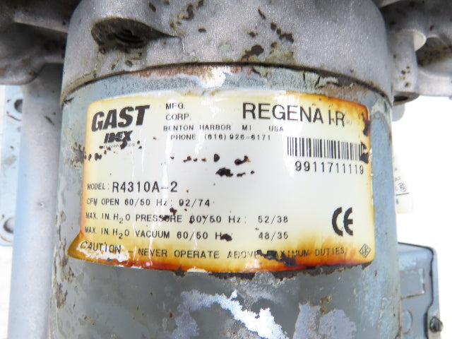 Gast R4310A-2 Regenair Regenerative Blower Vacuum Pump 92cfm 1Hp 230/460V 3PH