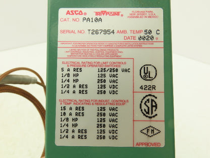 Asco KF11A1/PA10A Temperature Switch Assy W/Sensor Limit Control 120/250VAC