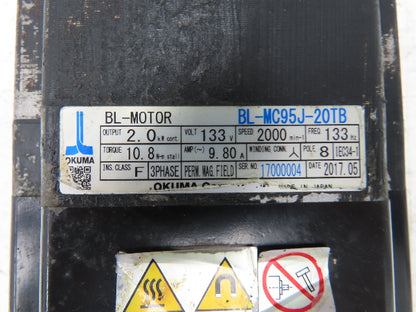 296365 BL-MC95J-20TB AC Servo Motor 2kW 133V 2000 RPM 3PH Encoder ER-MJ-7200D