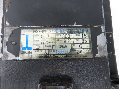 Okuma PX-MAF230J-3TB-A AC Servo Motor 0.7kW 85V 3PH 300 RPM Encoder ER-JH-7200D