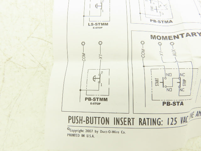 Duct-o-Wire PB-STMM E-Stop Pushbutton 30mm Emergency Stop with Tag