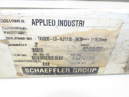 INA TKVD35G3HJ/1118-39/39 Linear Bearing Guide Rail 34mm x 1118mm 44"L  Lot of 2