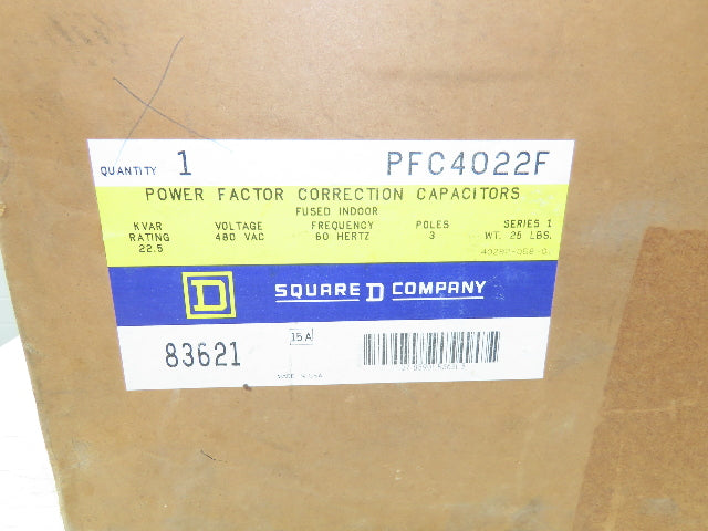 Square D PFC4022F Var-Gard Power Factor Capacitor Unit 3-Pole 22.5 KVAR 480V 3PH