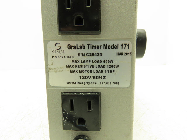 Gralab Model 171 Dual Scale 60 Minute Timer 8" Dial w/Buzzer & Min/Sec Hand 120V