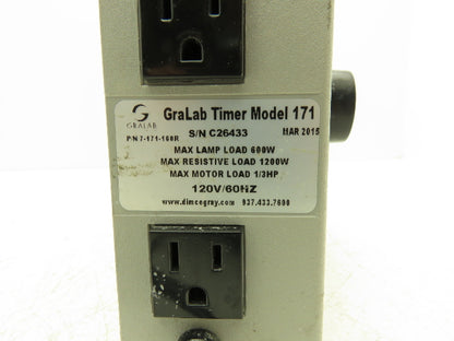 Gralab Model 171 Dual Scale 60 Minute Timer 8" Dial w/Buzzer & Min/Sec Hand 120V