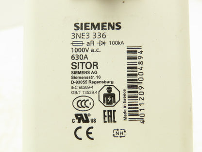 Siemens 3NE3 336 Fuse Semiconductor 630A 1000V-AC Lot Of 3