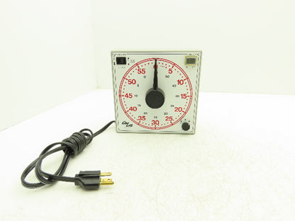 Gralab Model 170 Dual Scale Timer 8" Dial w/Buzzer Volume Control 60 Hour 120V