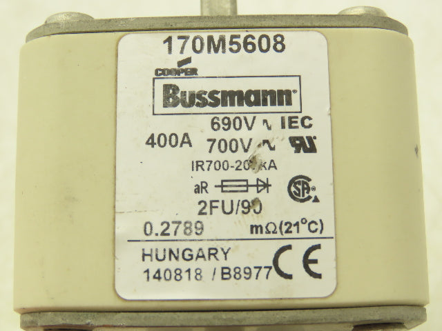 Bussman 170M5608 Fuse 400A High Speed 690V Type FU Class aR