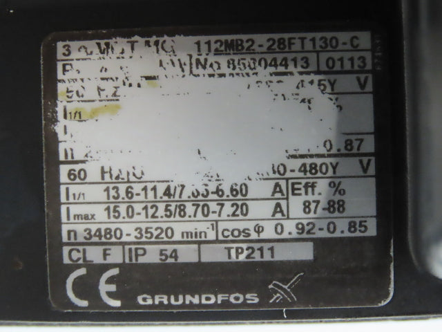 Grundfos CRK2-180/18 A-W-A-AUUV Coolant Pump 13GPM 4kw 230/460V 3PH 1.25"npt