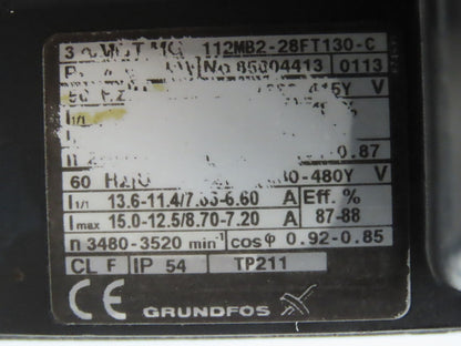Grundfos CRK2-180/18 A-W-A-AUUV Coolant Pump 13GPM 4kw 230/460V 3PH 1.25"npt