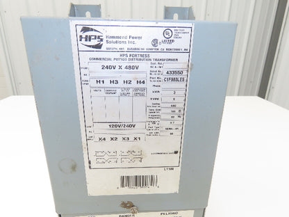 HPS C1F003LES Control Transformer 1PH 3KVA HV 240x480V LV 120/240V 3R