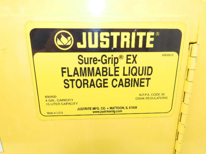 Justrite 890400 Sure-Grip EX 4 Gallon Capacity Yellow Flammable Cabinet