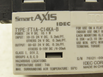 IDEC FT1A-C14KA-B Smart Axis 3.8 PLC+HMI Controller Touch Screen TFT Color 24VDC