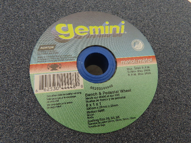 Norton Gemini 6A091 8x1x1" Bench & Pedestal Grinding Wheel Medium 60/80