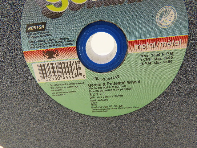 Norton Gemini 6A091 8x1x1" Bench & Pedestal Grinding Wheel Medium 60/80