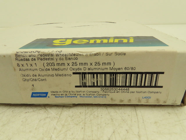 Norton Gemini 6A091 8x1x1" Bench & Pedestal Grinding Wheel Medium 60/80