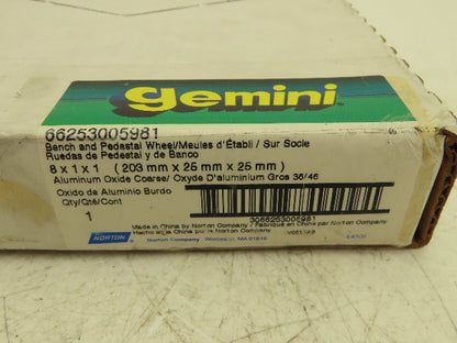 Norton Gemini 6A090 8x1x1" Bench & Pedestal Grinding Wheel Coarse 36/46 Grit