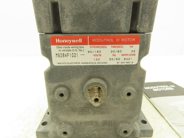Honeywell M6284F1021 Modutrol IV Actuator Motor Non-Spring Return 120V 90/160°