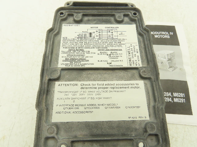 Honeywell M6284F1021 Modutrol IV Actuator Motor Non-Spring Return 120V 90/160°