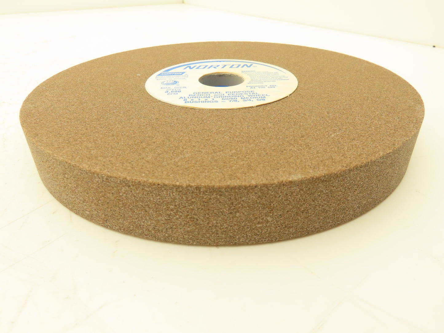 Norton 6A091 8x1x1" Bench & Pedestal Alundum Grinding Wheel Medium 60/80