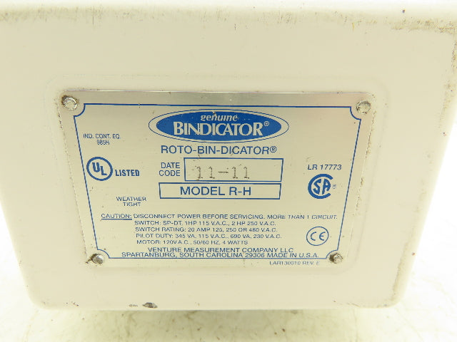 Bindicator Model R-H ROTO-BIN-DICATOR Point level Sensor with H-379 Paddle READ*
