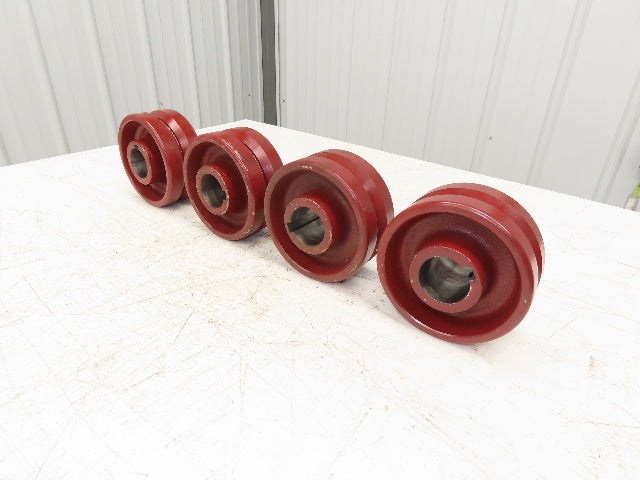 Hamilton 040875 V-Grooved Metal Wheel 6" Dia 2-3/4" Face 1-15/16" Bore Lot of 4