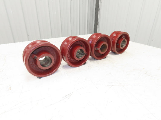 Hamilton 040875 V-Grooved Metal Wheel 6" Dia 2-3/4" Face 1-15/16" Bore Lot of 4