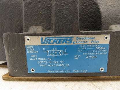 Vickers DG17S-8-6N-10 Manual Lever Directional Valve 3-Position Maintained