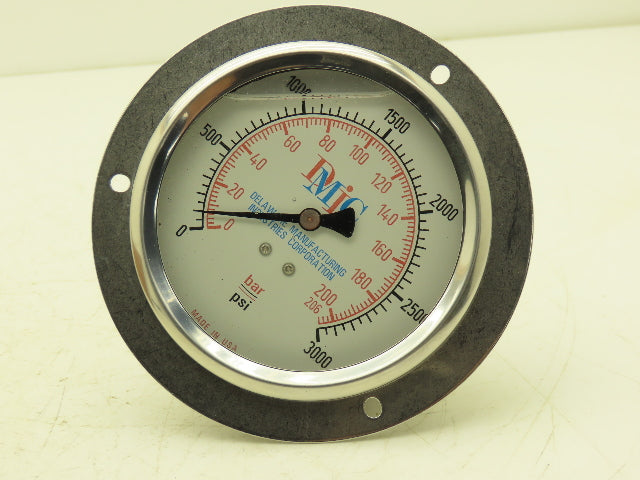 DMIC 1/2"NPT LBM FF 3000PSI Glycerin Filled 4" Stainless Steel Face 1/2" NPT